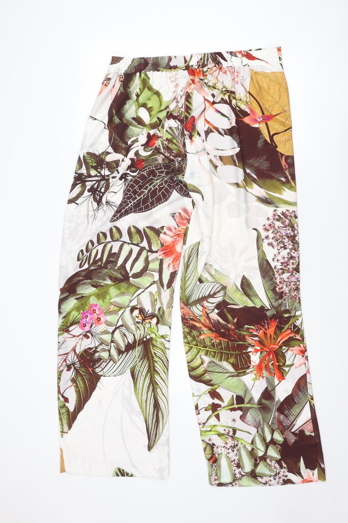 River Island Womens Multicoloured Floral Polyester Trousers Size 16 L32 in Regular