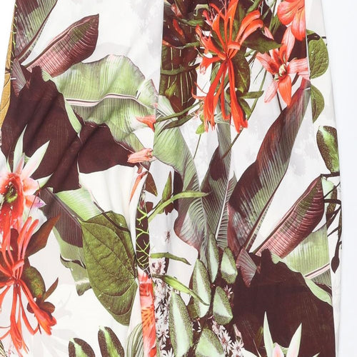 River Island Womens Multicoloured Floral Polyester Trousers Size 16 L32 in Regular