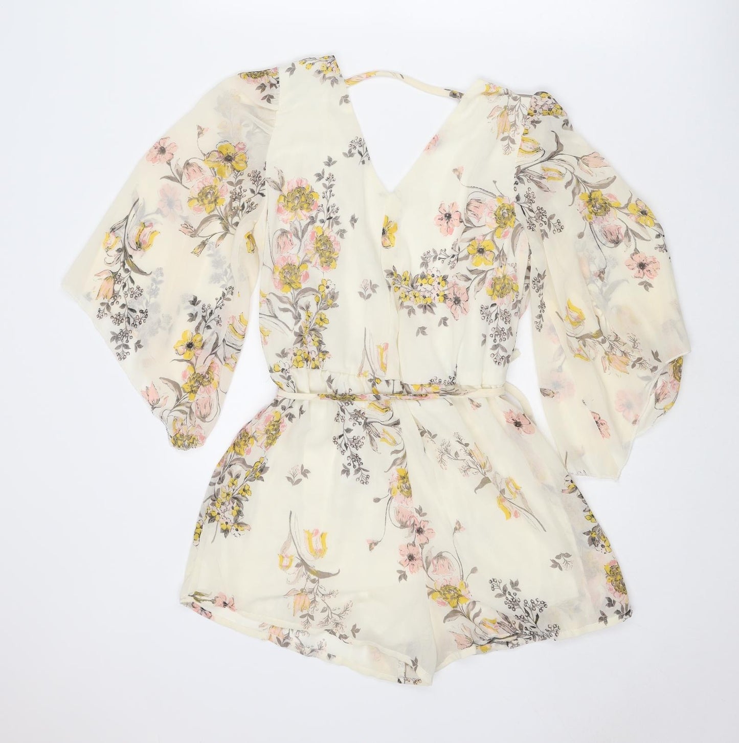 Bailey Blue Womens Ivory Floral Polyester Playsuit One-Piece Size S L3 in Pullover