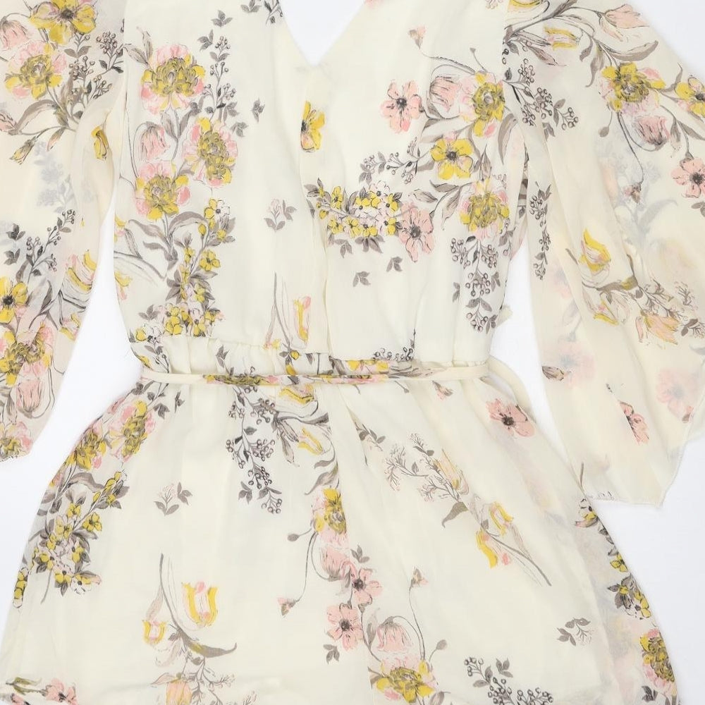 Bailey Blue Womens Ivory Floral Polyester Playsuit One-Piece Size S L3 in Pullover