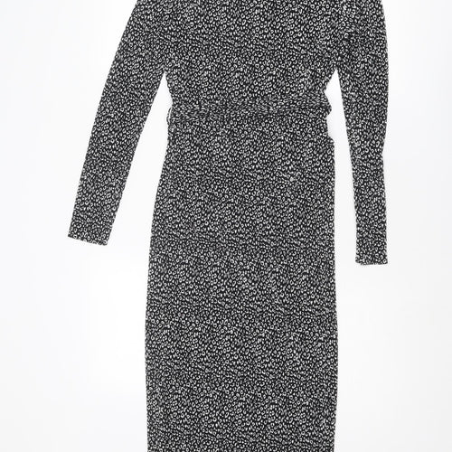 New Look Womens Black Geometric Polyester Shift Size 12 Round Neck Pullover