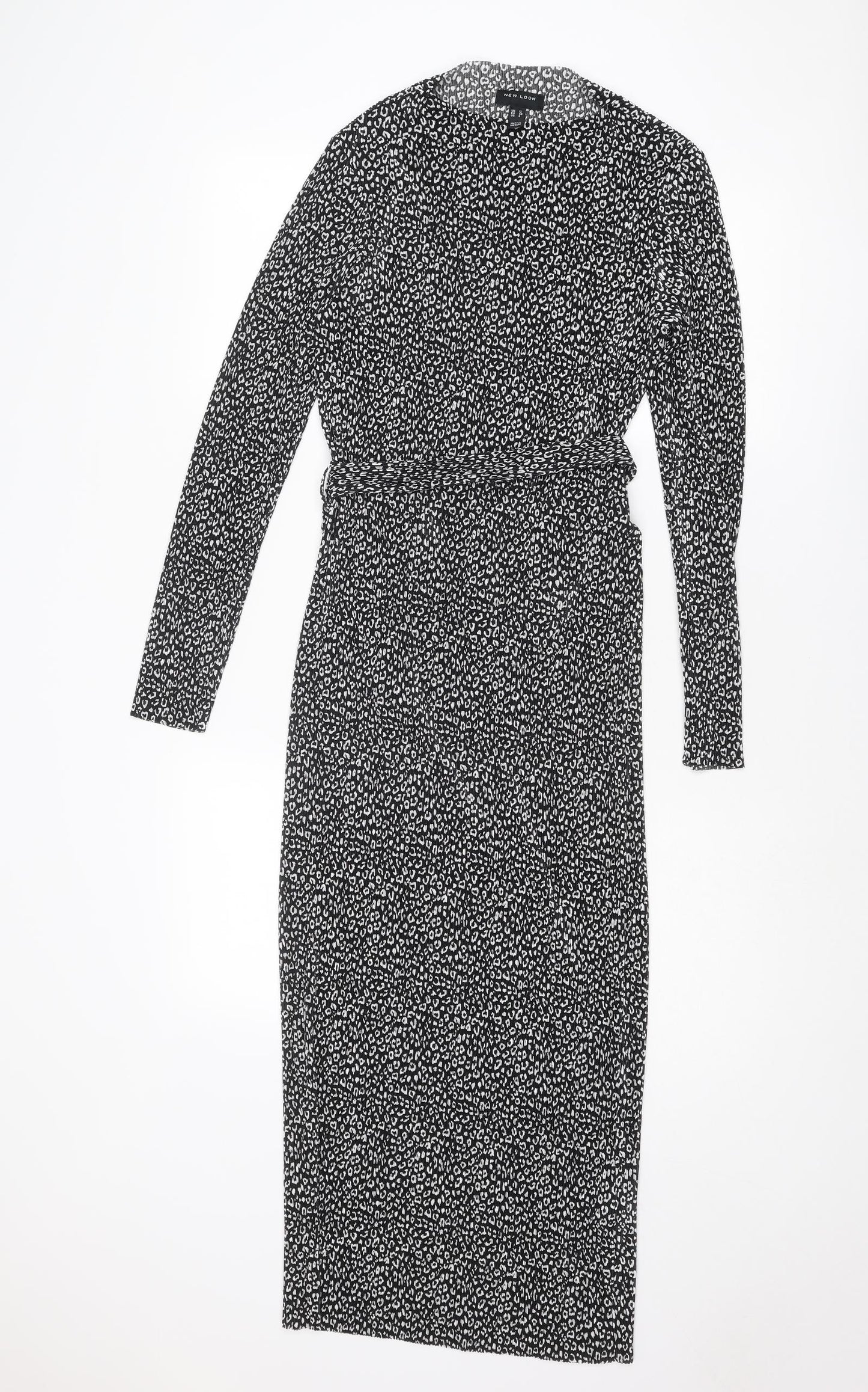 New Look Womens Black Geometric Polyester Shift Size 12 Round Neck Pullover