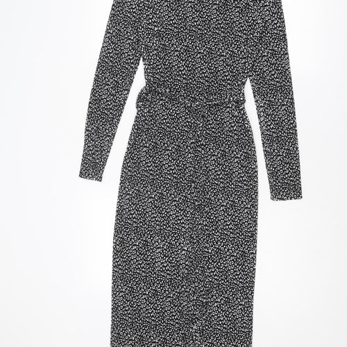New Look Womens Black Geometric Polyester Shift Size 12 Round Neck Pullover