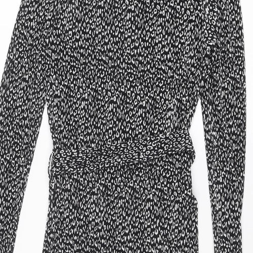 New Look Womens Black Geometric Polyester Shift Size 12 Round Neck Pullover