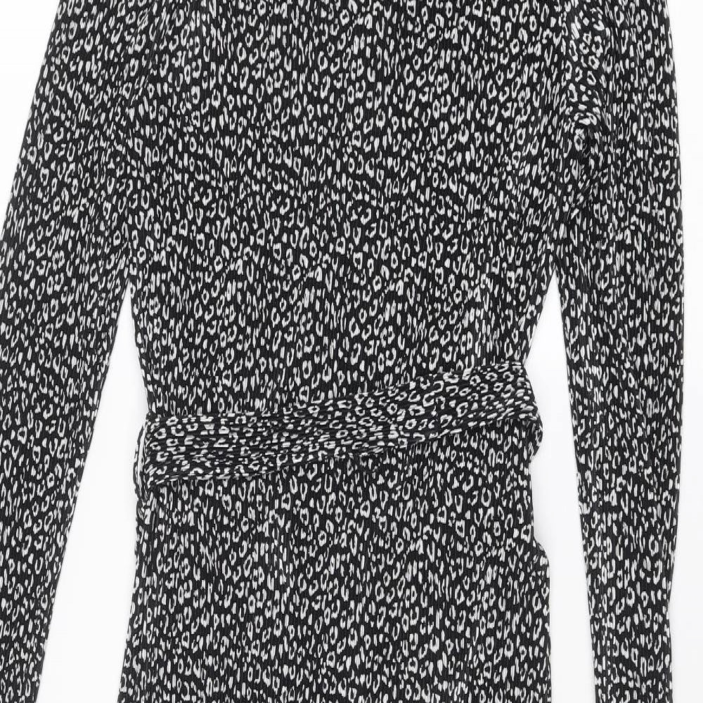 New Look Womens Black Geometric Polyester Shift Size 12 Round Neck Pullover