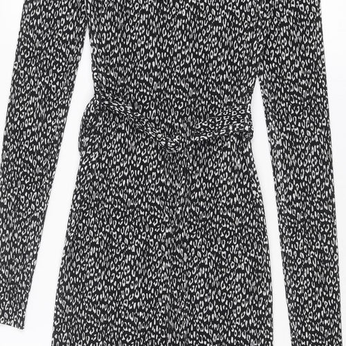 New Look Womens Black Geometric Polyester Shift Size 12 Round Neck Pullover