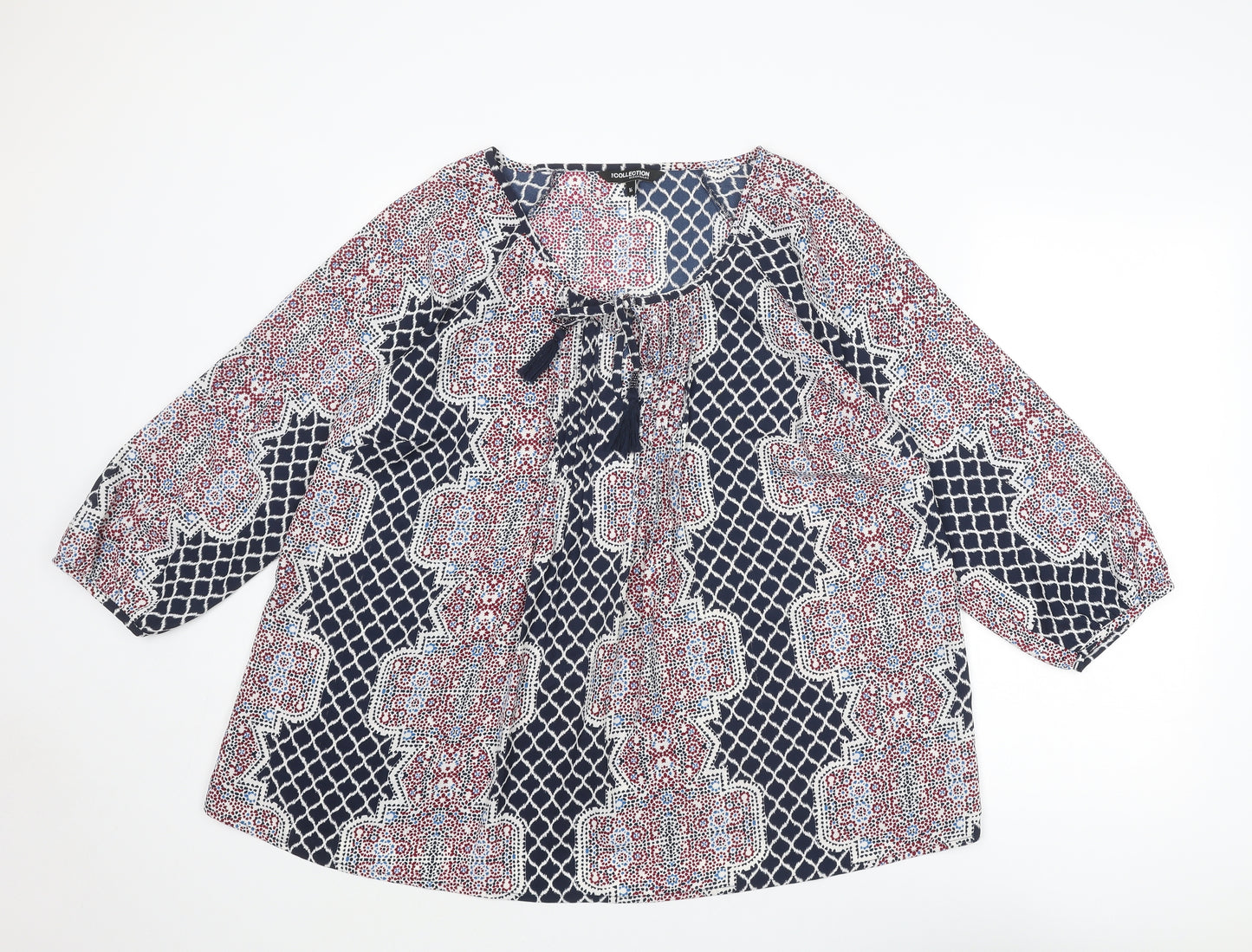 Debenhams Womens Multicoloured Floral Polyester Basic Blouse Size 16 Round Neck