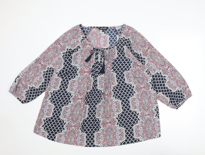 Debenhams Womens Multicoloured Floral Polyester Basic Blouse Size 16 Round Neck