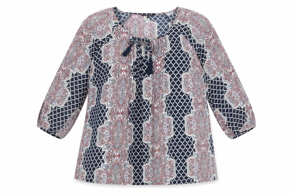 Front view of Debenhams women’s multicoloured floral polyester basic blouse, size UK 16, round neck