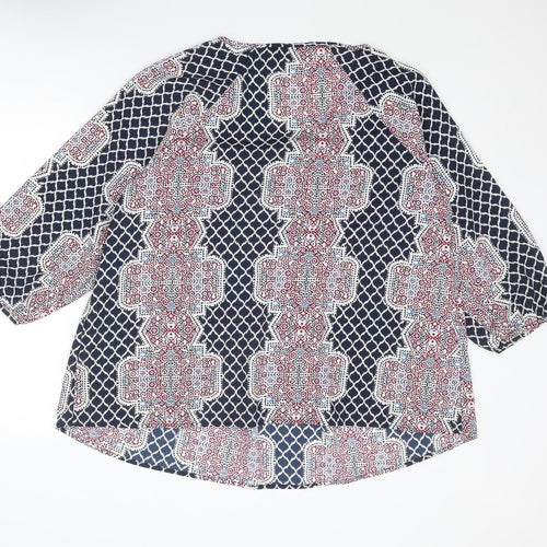 Debenhams Womens Multicoloured Floral Polyester Basic Blouse Size 16 Round Neck