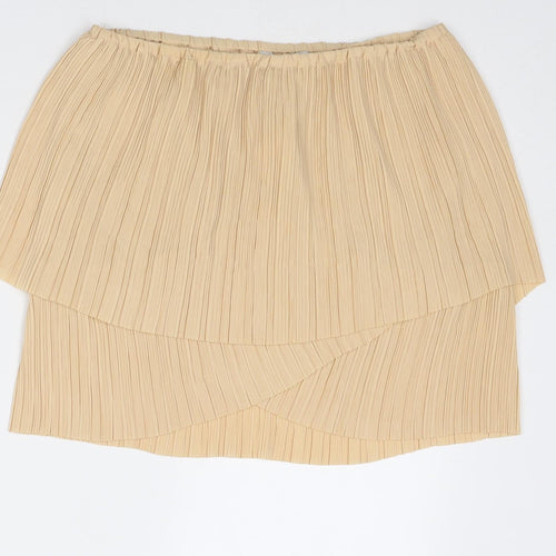 Buuns Bazaar Womens Beige Polyester Pleated Skirt Size 8