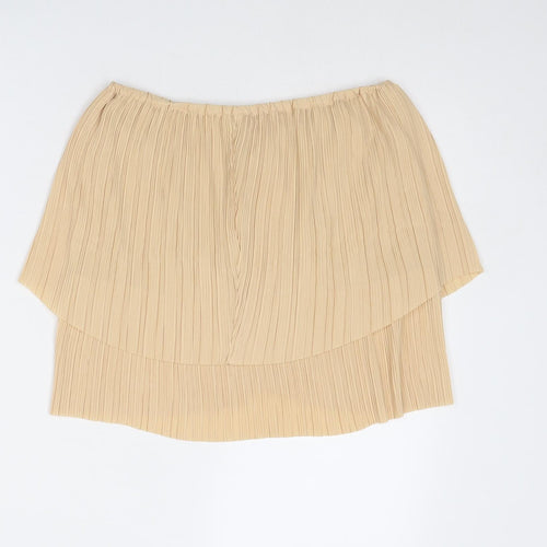 Buuns Bazaar Womens Beige Polyester Pleated Skirt Size 8