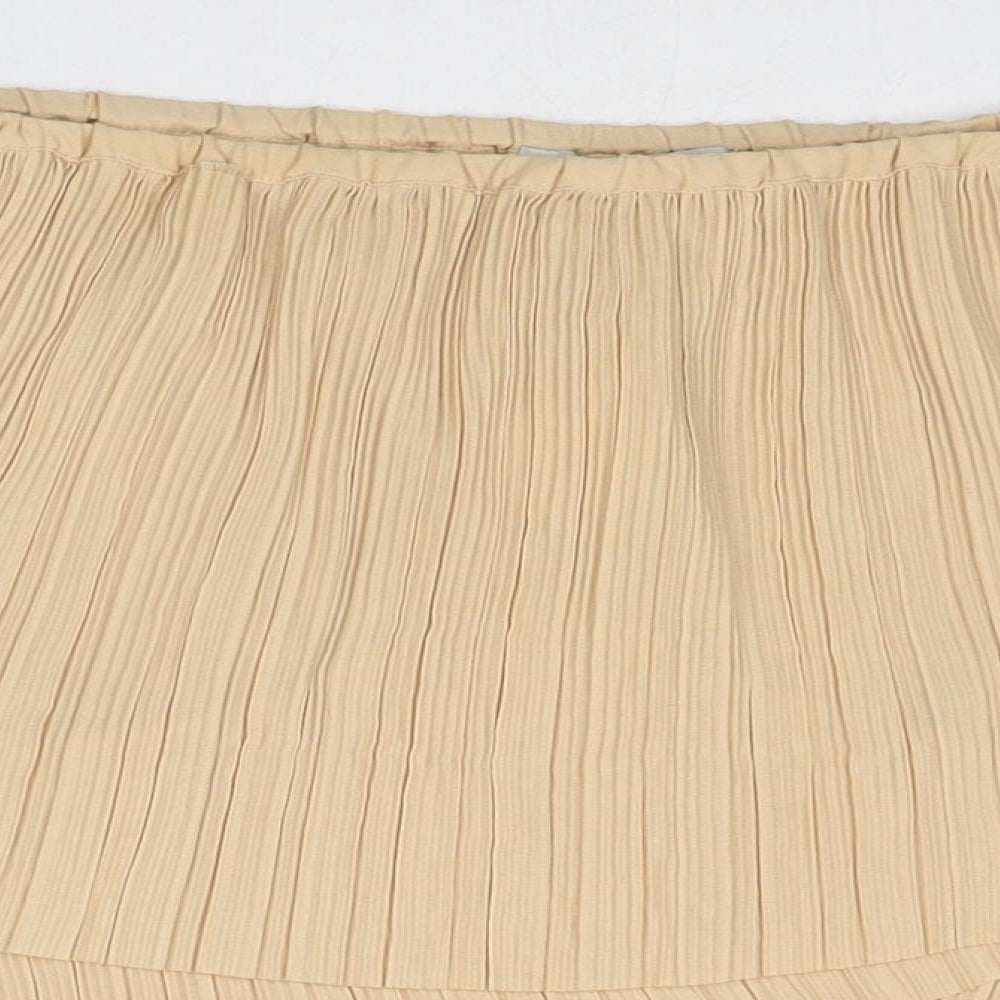 Buuns Bazaar Womens Beige Polyester Pleated Skirt Size 8