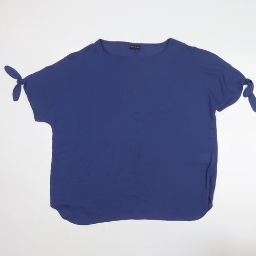 Get in On Womens Blue Polyester Basic Blouse Size 20 Boat Neck - Tie Sleeve Detail