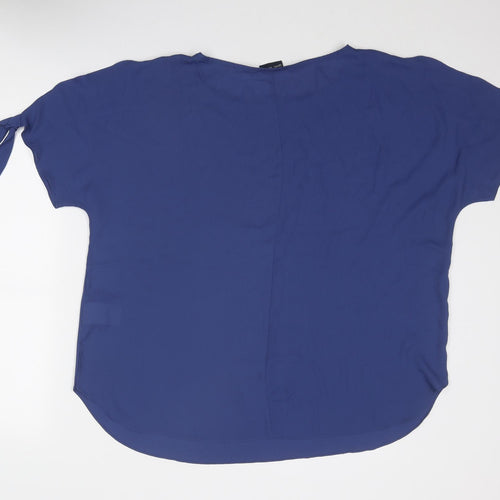 Get in On Womens Blue Polyester Basic Blouse Size 20 Boat Neck - Tie Sleeve Detail