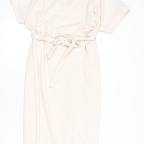 Boohoo Womens Pink Polyester Shift Size 12 V-Neck Button