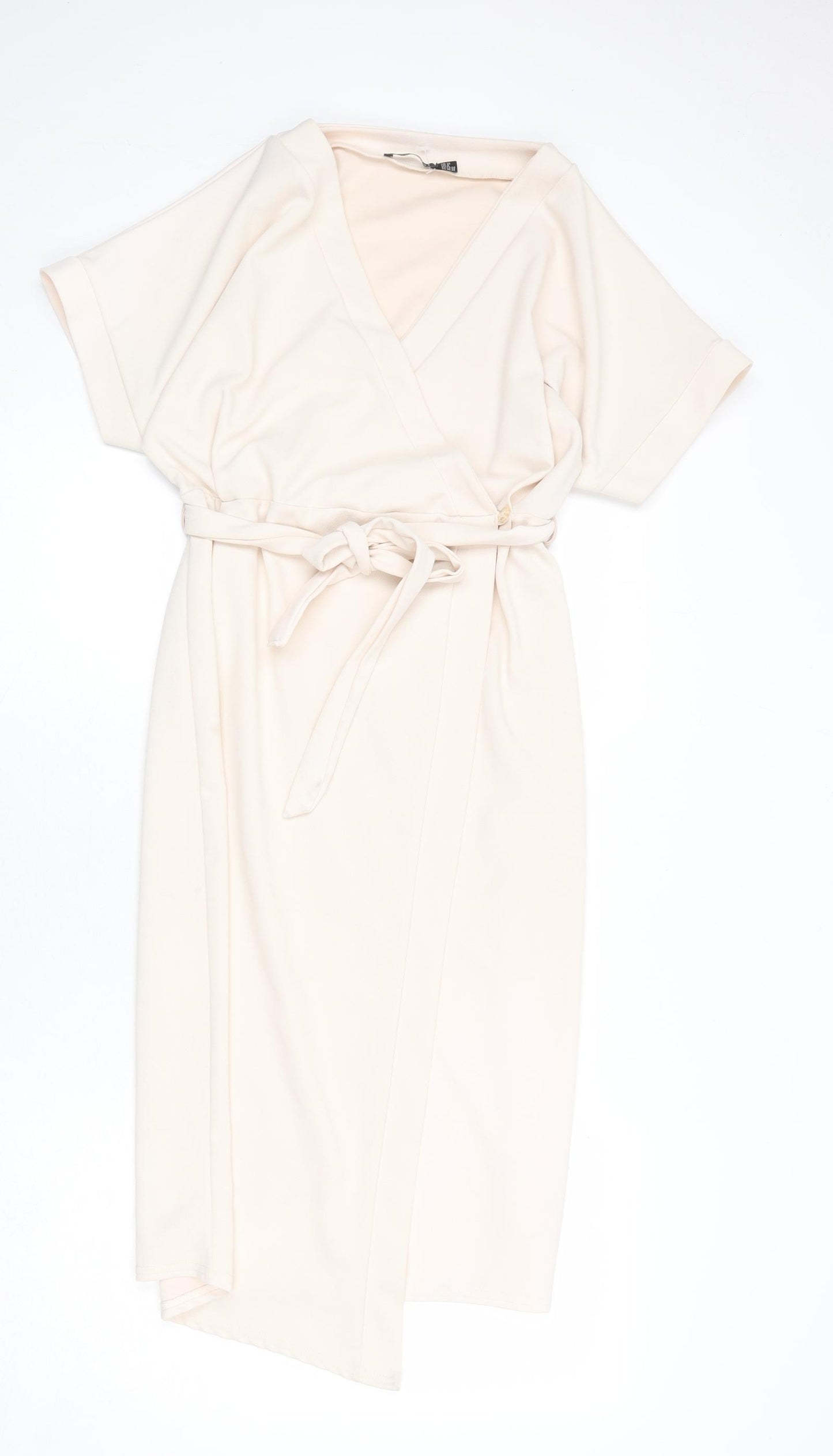 Boohoo Womens Pink Polyester Shift Size 12 V-Neck Button