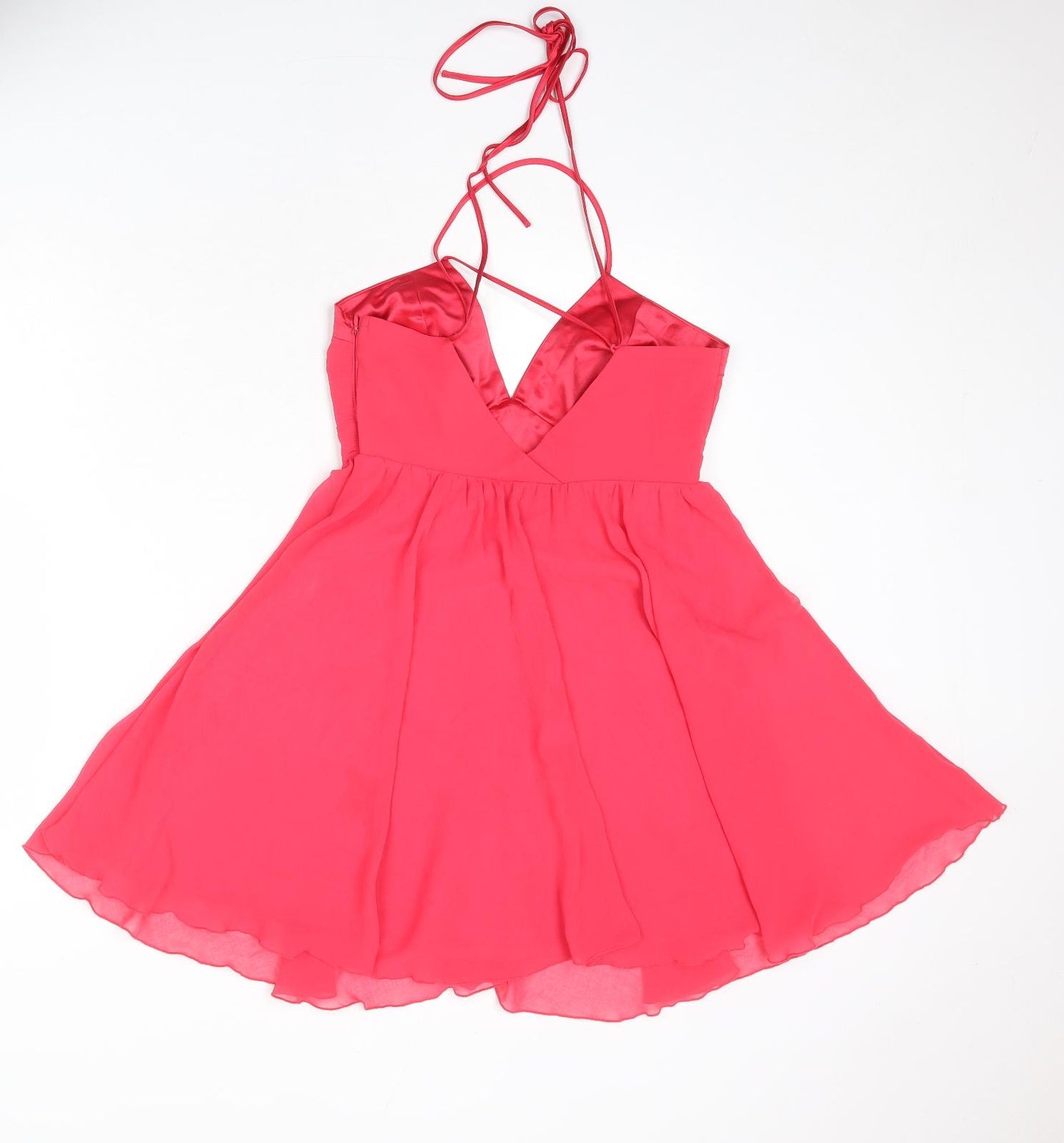 Lipsy Womens Pink Polyester Fit & Flare Size 10 V-Neck Zip