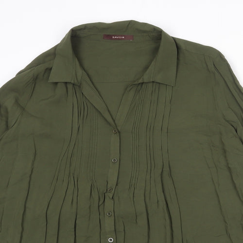 Savoir Womens Green Viscose Basic Blouse Size 20 Collared