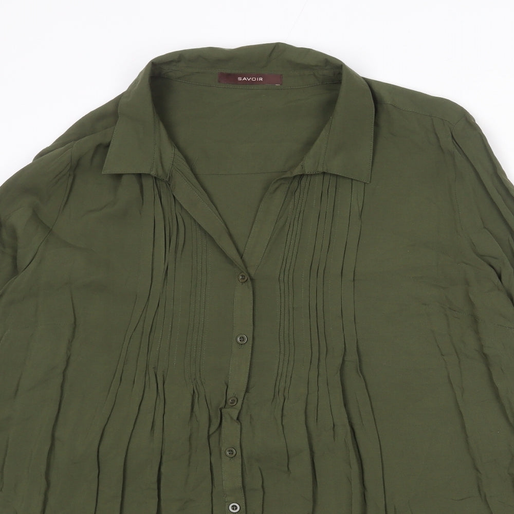 Savoir Womens Green Viscose Basic Blouse Size 20 Collared