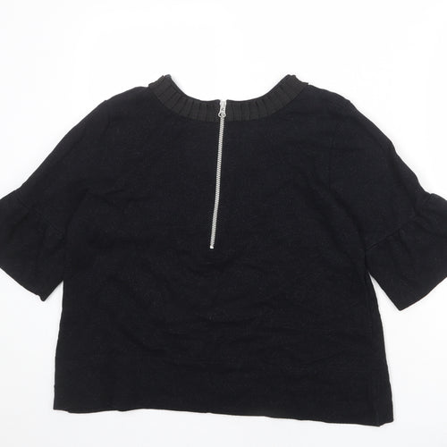 French Connection Womens Black Cotton Basic T-Shirt Size 2XL Round Neck