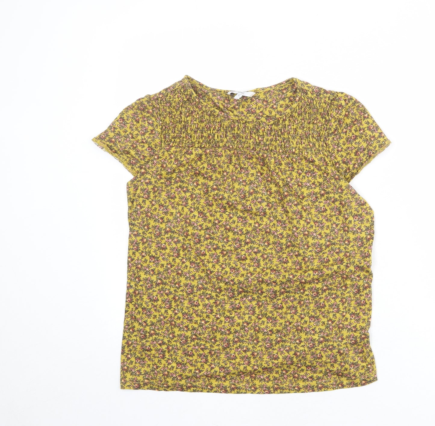 NEXT Womens Green Floral 100% Cotton Basic T-Shirt Size 10 Round Neck