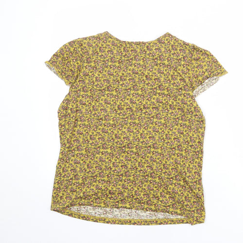 NEXT Womens Green Floral 100% Cotton Basic T-Shirt Size 10 Round Neck