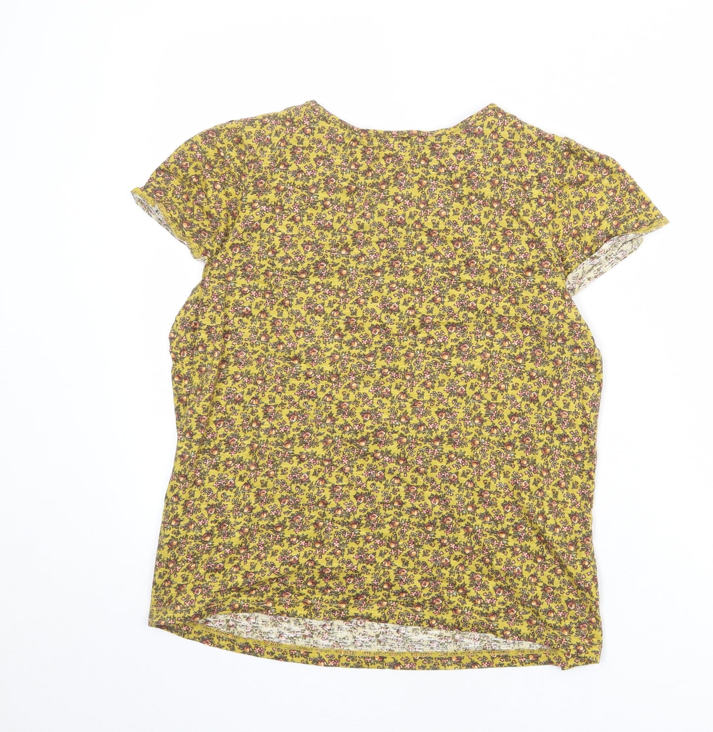 NEXT Womens Green Floral 100% Cotton Basic T-Shirt Size 10 Round Neck