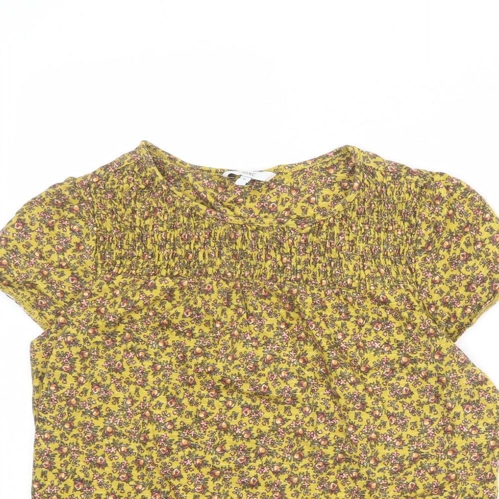 NEXT Womens Green Floral 100% Cotton Basic T-Shirt Size 10 Round Neck