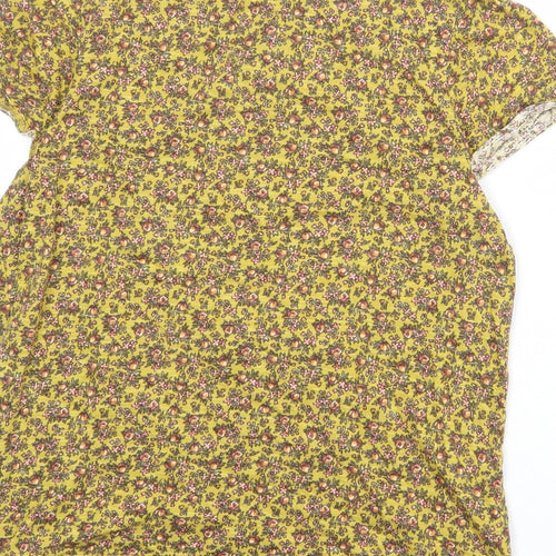 NEXT Womens Green Floral 100% Cotton Basic T-Shirt Size 10 Round Neck