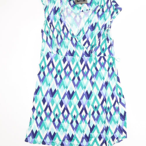 Principles Womens Multicoloured Geometric Viscose A-Line Size 16 V-Neck Pullover