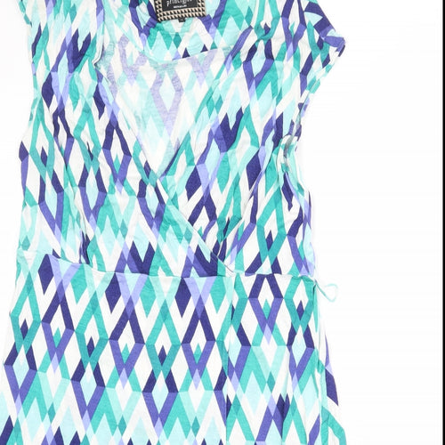 Principles Womens Multicoloured Geometric Viscose A-Line Size 16 V-Neck Pullover