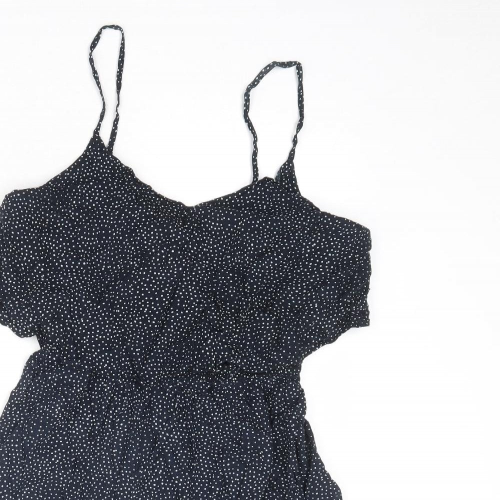 Divided by H&M Womens Blue Polka Dot Viscose Slip Dress Size 12 V-Neck Pullover - Cold shoulder