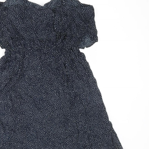 Divided by H&M Womens Blue Polka Dot Viscose Slip Dress Size 12 V-Neck Pullover - Cold shoulder