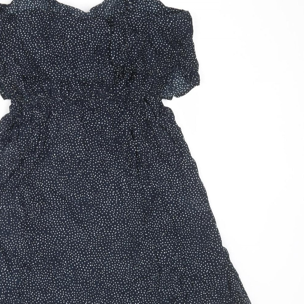 Divided by H&M Womens Blue Polka Dot Viscose Slip Dress Size 12 V-Neck Pullover - Cold shoulder