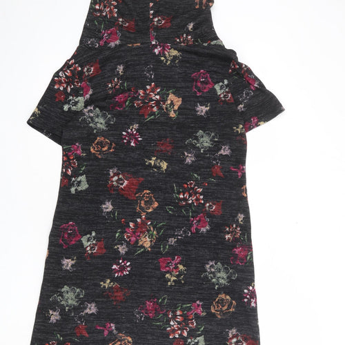 Legend Womens Grey Floral Polyester Jumper Dress Size 12 Roll Neck Pullover