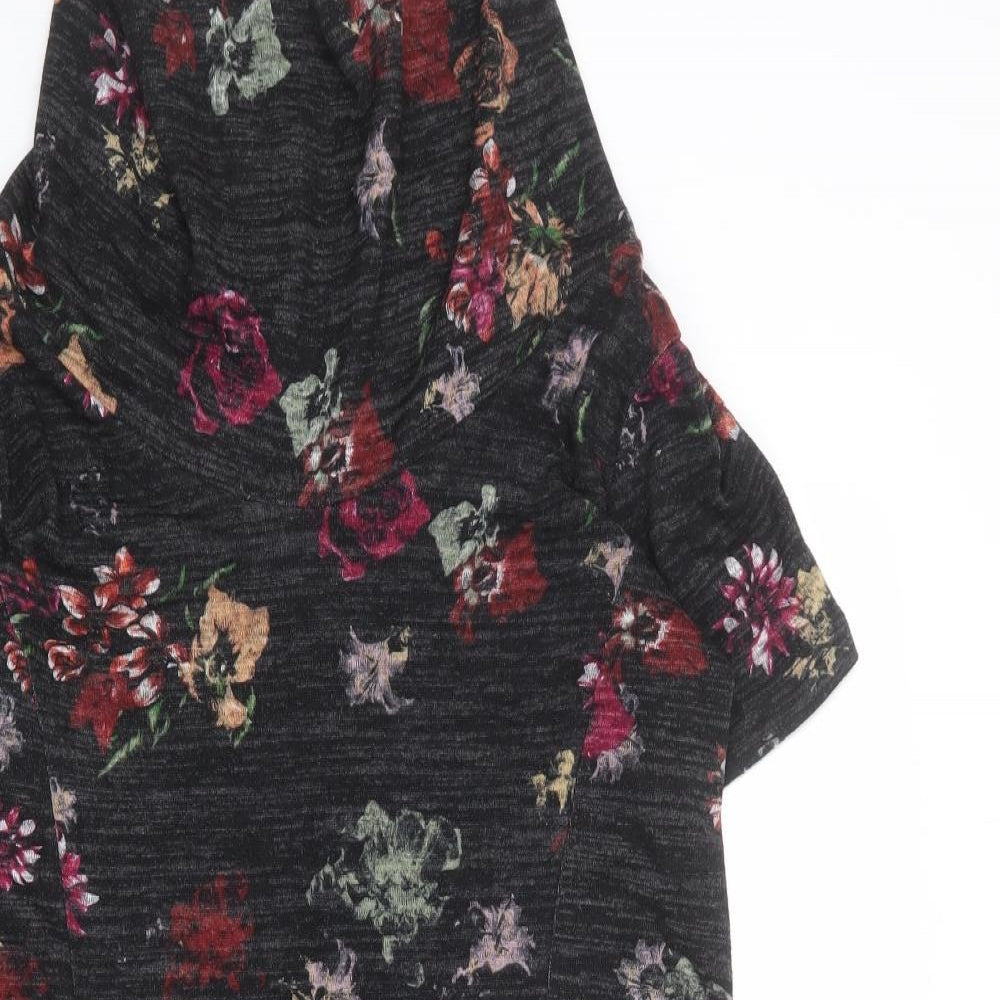 Legend Womens Grey Floral Polyester Jumper Dress Size 12 Roll Neck Pullover