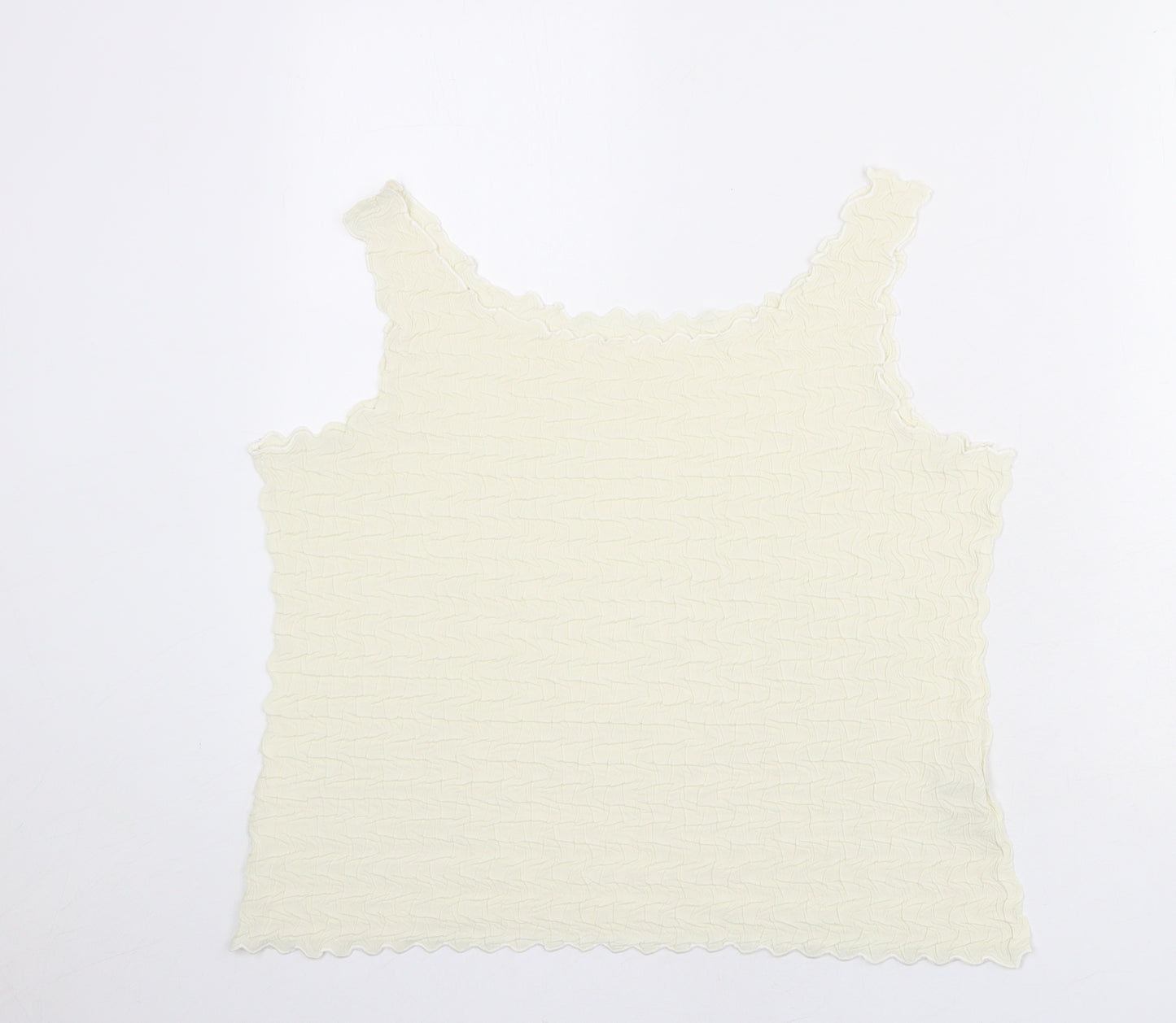 Chanti Womens Ivory Polyester Basic Tank Size L Round Neck