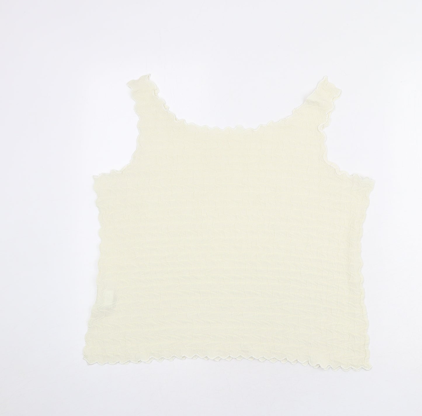 Chanti Womens Ivory Polyester Basic Tank Size L Round Neck