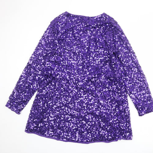 Divided by H&M Womens Purple Polyester A-Line Size XL V-Neck Button