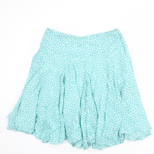 NAF NAF Womens Blue Floral Cotton Swing Skirt Size 16 Zip