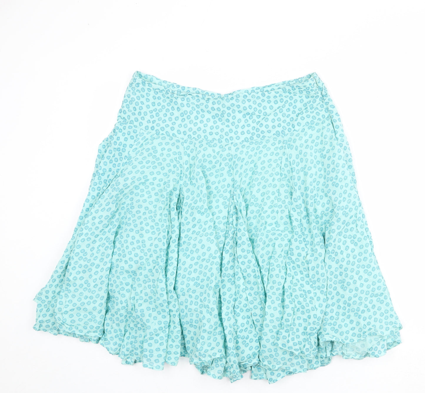 NAF NAF Womens Blue Floral Cotton Swing Skirt Size 16 Zip