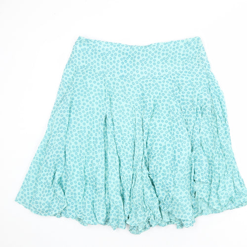 NAF NAF Womens Blue Floral Cotton Swing Skirt Size 16 Zip
