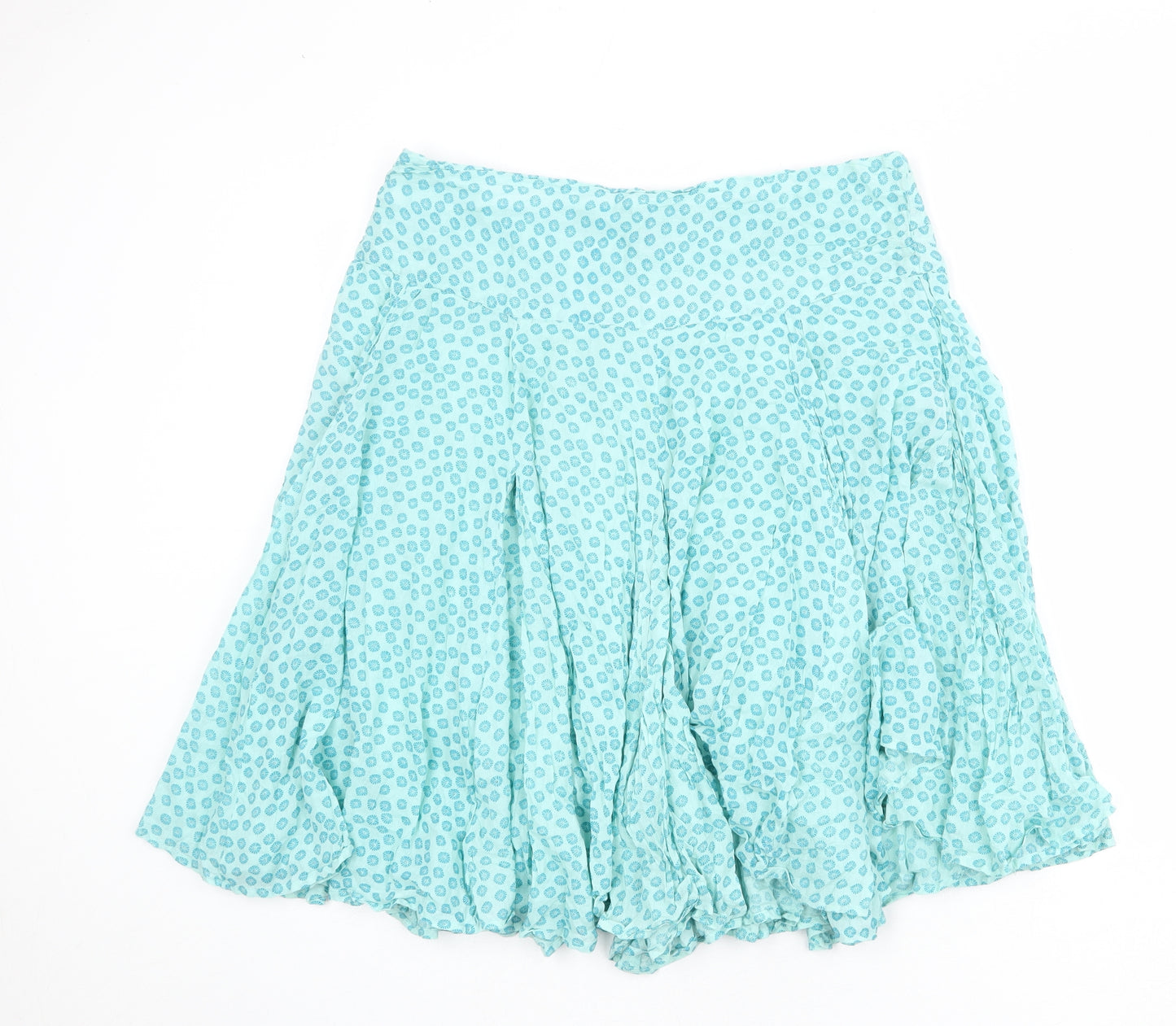 NAF NAF Womens Blue Floral Cotton Swing Skirt Size 16 Zip