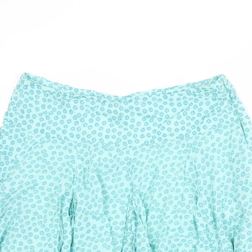 NAF NAF Womens Blue Floral Cotton Swing Skirt Size 16 Zip