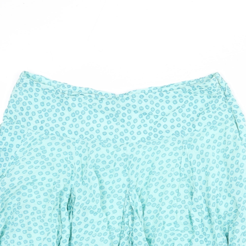 NAF NAF Womens Blue Floral Cotton Swing Skirt Size 16 Zip