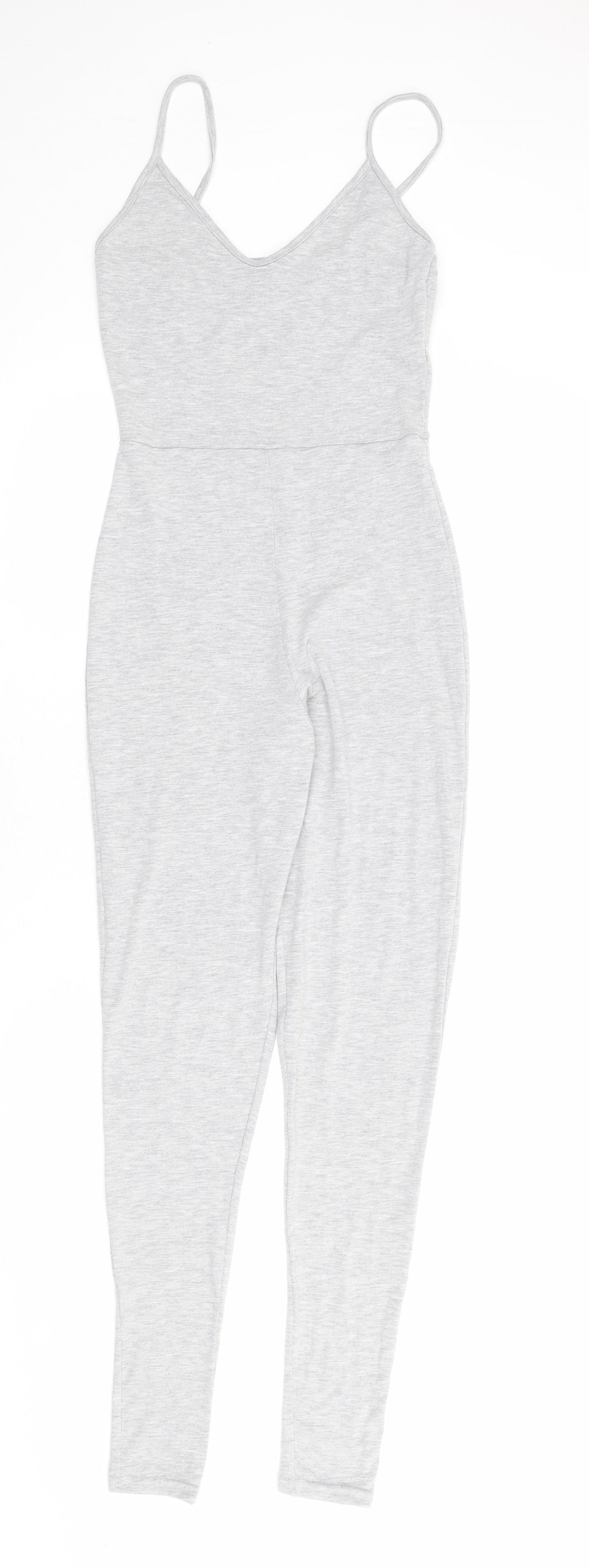 PRETTYLITTLETHING Womens Grey Polyester Jumpsuit One-Piece Size 8 L28 in Pullover