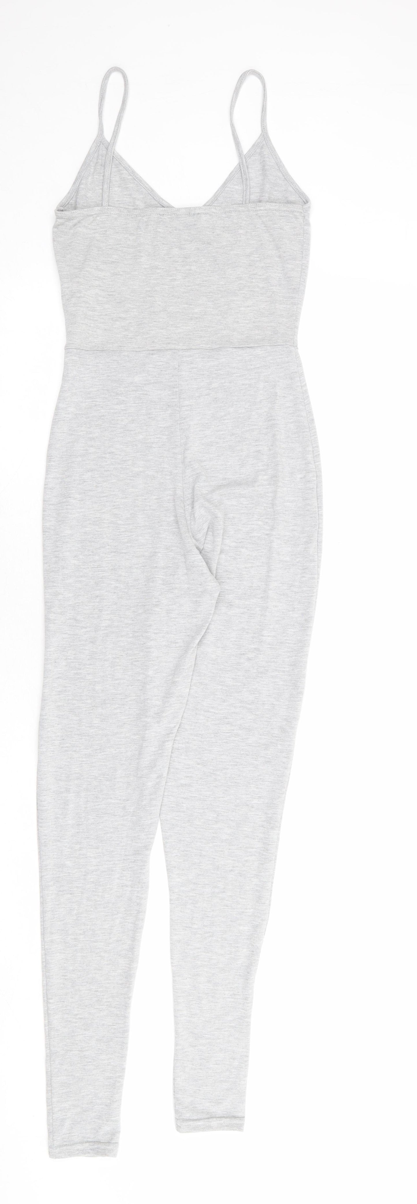 PRETTYLITTLETHING Womens Grey Polyester Jumpsuit One-Piece Size 8 L28 in Pullover