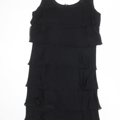 Patra Womens Black Polyester Tank Dress Size 12 Scoop Neck Zip