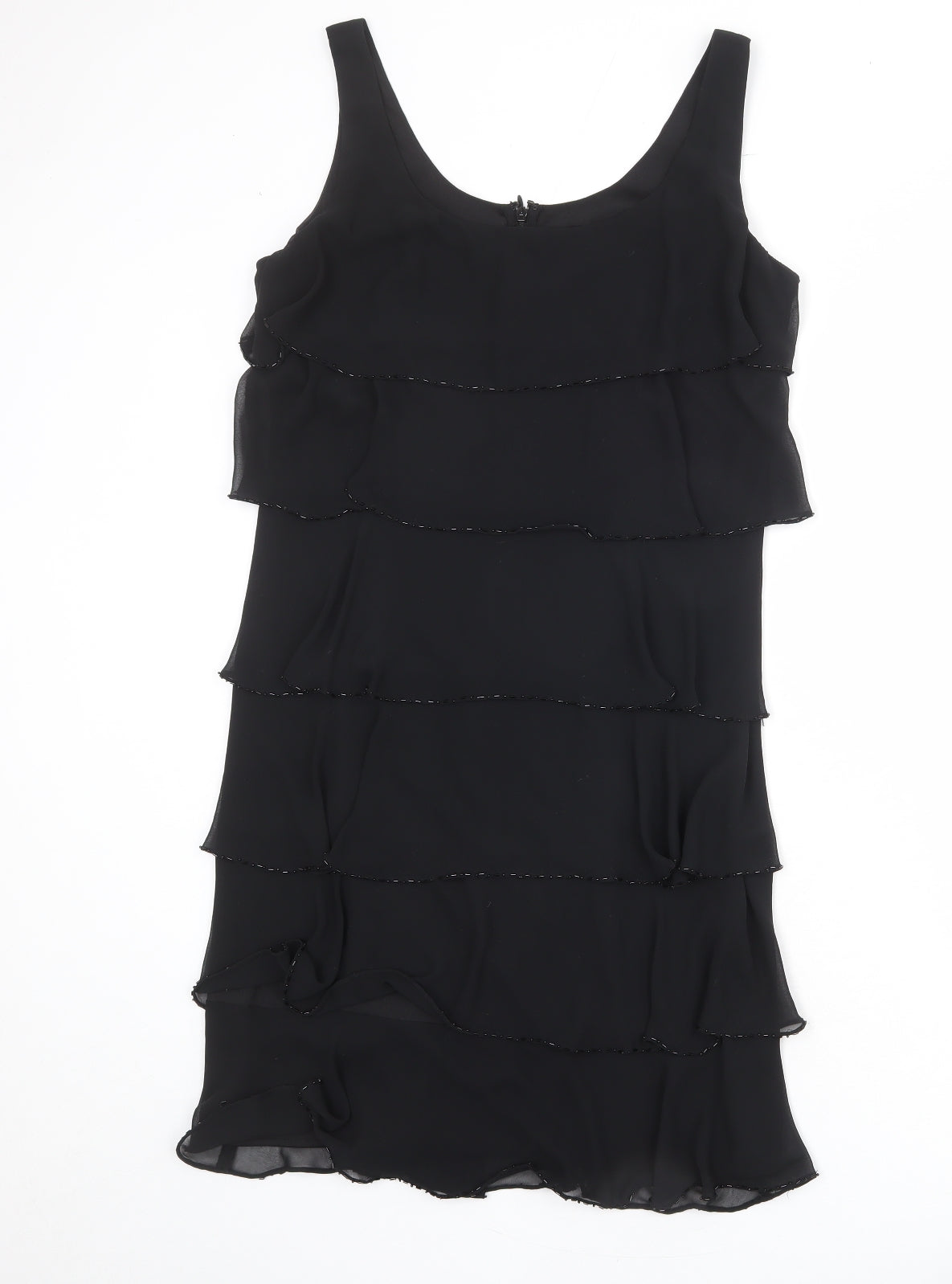 Patra Womens Black Polyester Tank Dress Size 12 Scoop Neck Zip